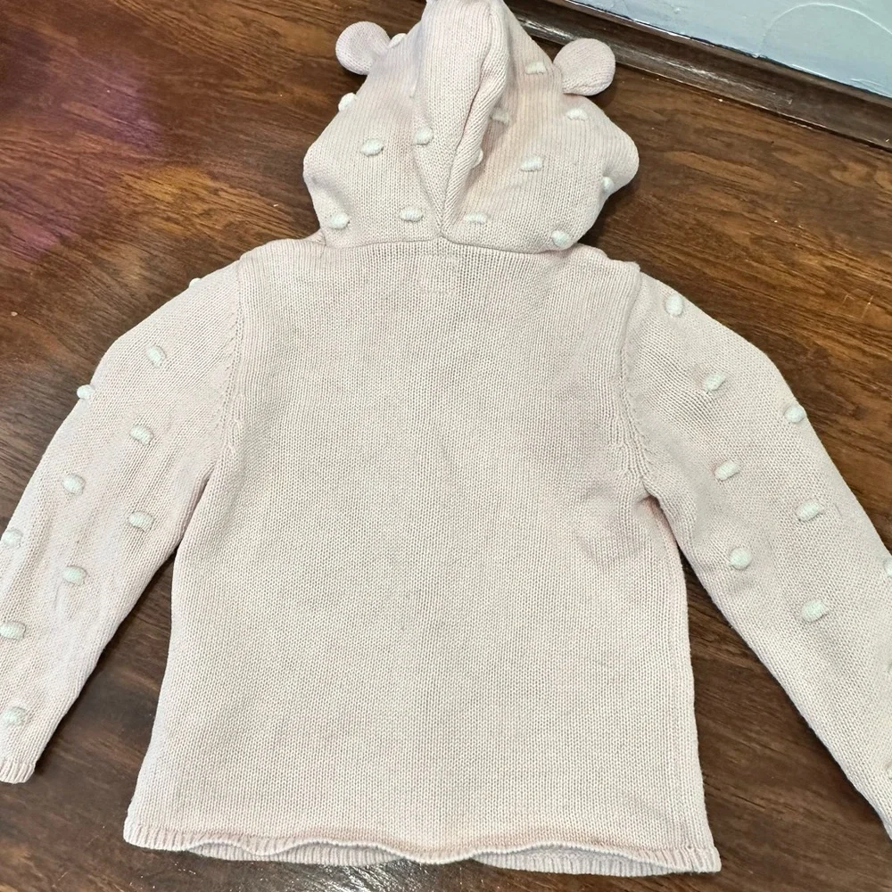 GAP Milkshake Pink Brannan Bear Hooded Garter Cardigan 18-24M EUC